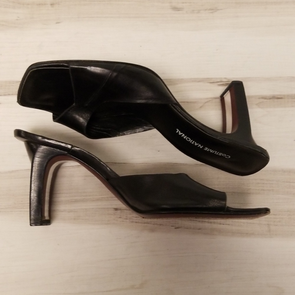 Costume National Black Leather Slide On Heels 36 - Picture 5 of 7